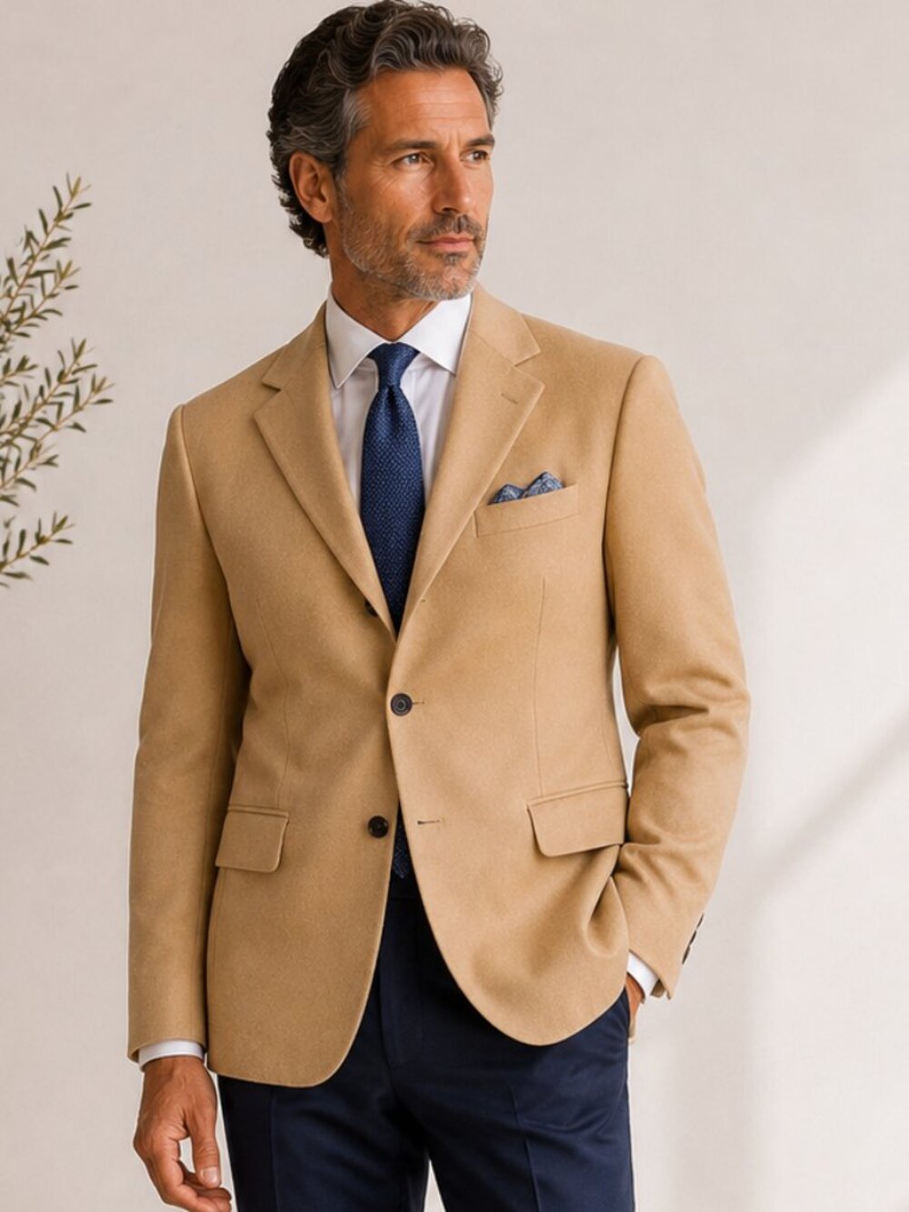Oscar de la Renta Ultralux Cashmere Blend Blazer Camel 40S NWT